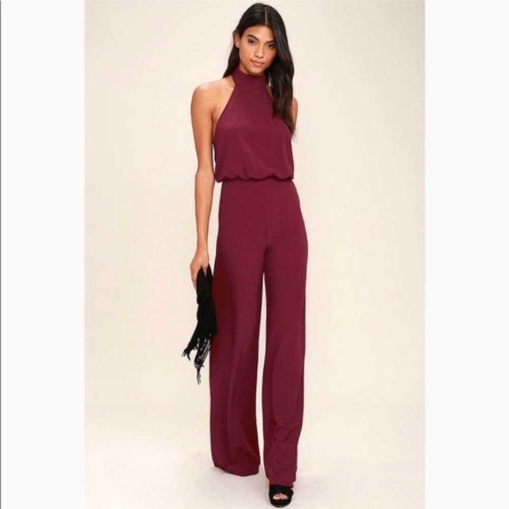 Lulu’s Moment for Life Red Wine Jumpsuit